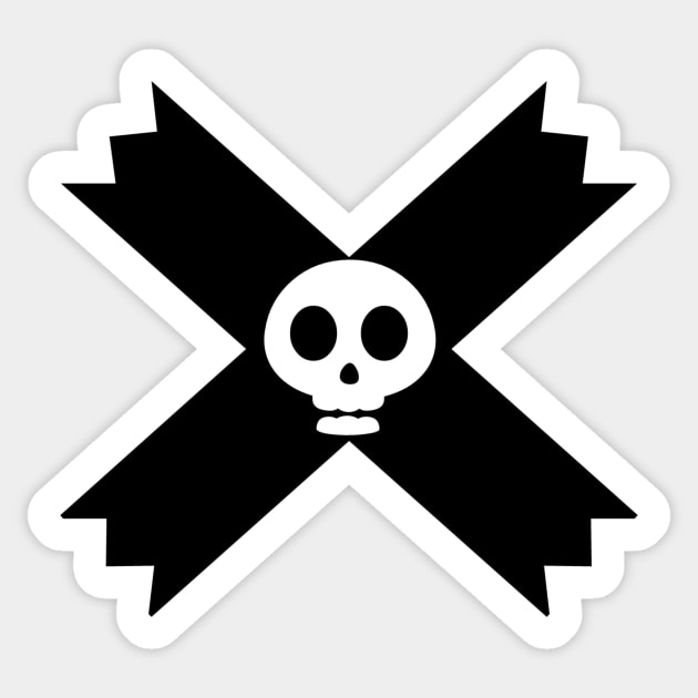 Skeletal Elegance: Black Cross with White Skull Sticker by Salaar Design Hub